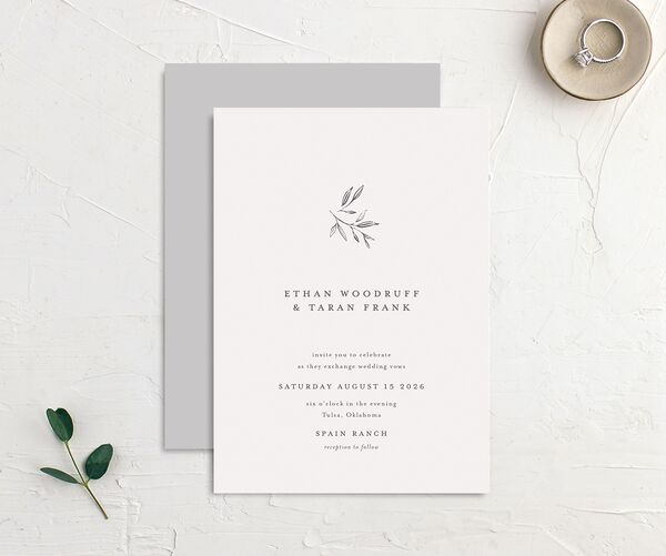Simply Timeless Wedding Invitations front-and-back in Grey