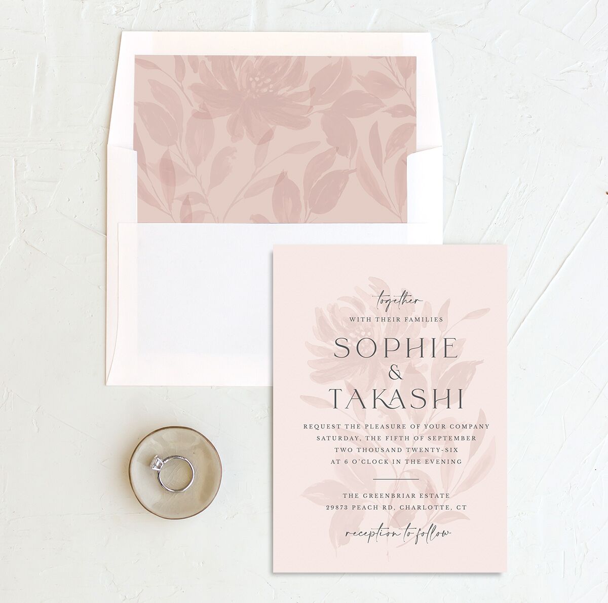 Floral Sophistication Envelope Liners envelope-and-liner in Rose Pink