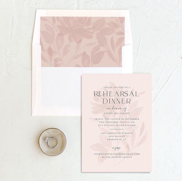 Floral Sophistication Rehearsal Dinner Invitations envelope-and-liner in Rose Pink