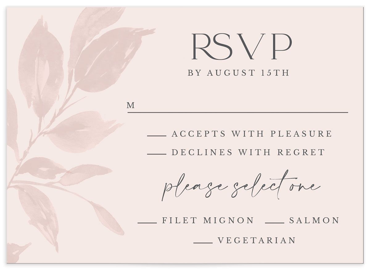 Floral Sophistication Wedding Response Cards front in Rose Pink