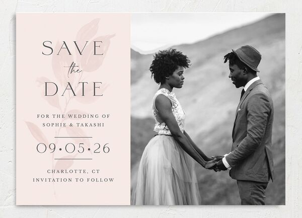 Floral Sophistication Save the Date Cards front in Rose Pink