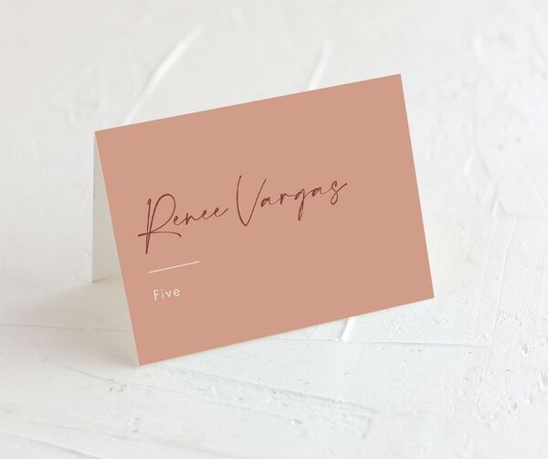 Heartfelt Font Place Cards front in Rose Pink