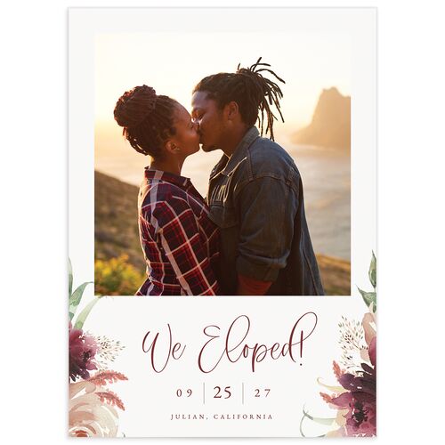 Floral Wreath Change the Date Cards - Merlot