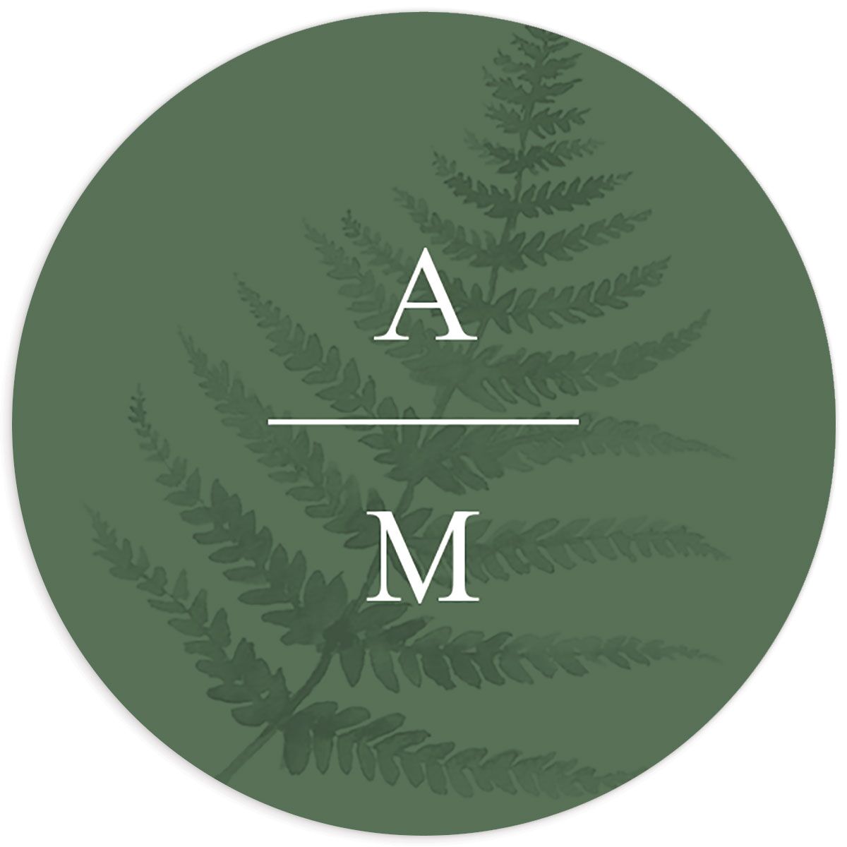 Forever Fern Wedding Stickers front in Jewel Green