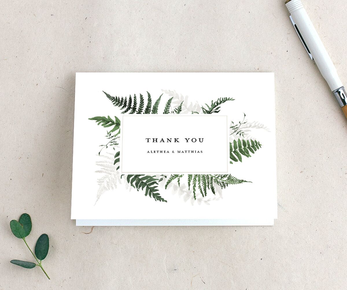 Forever Fern Thank You Cards front in Jewel Green