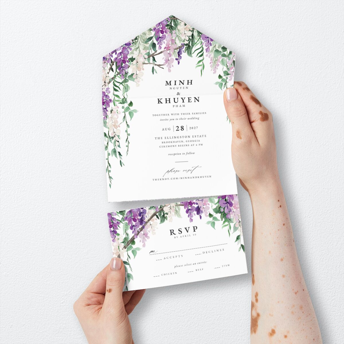 The Knot - Romantic Wisteria All-in-One Wedding Invitations