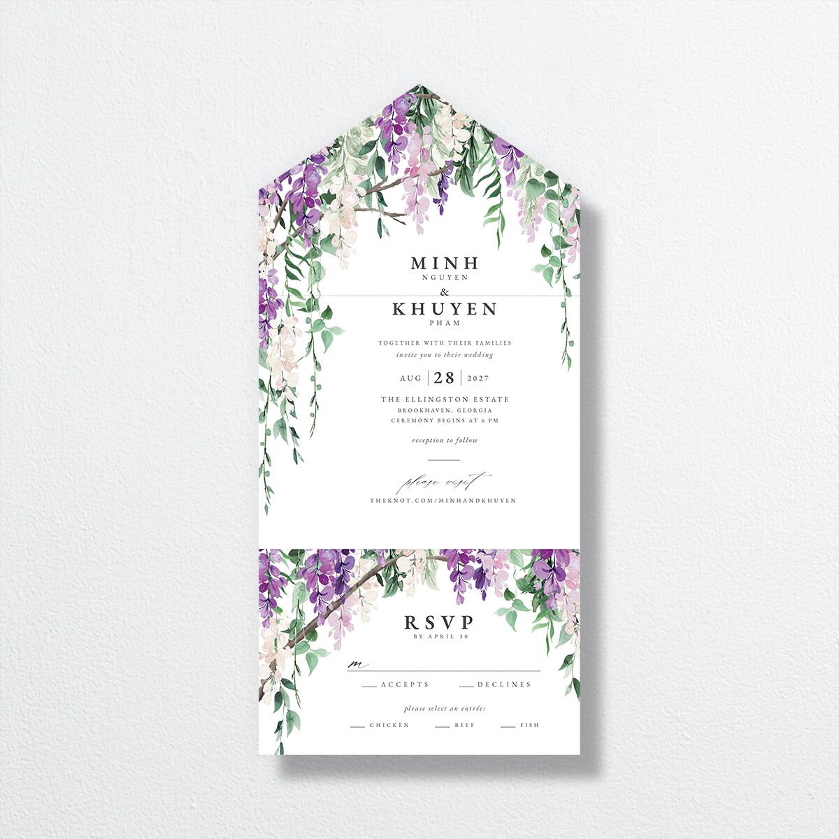 The Knot - Romantic Wisteria All-in-One Wedding Invitations