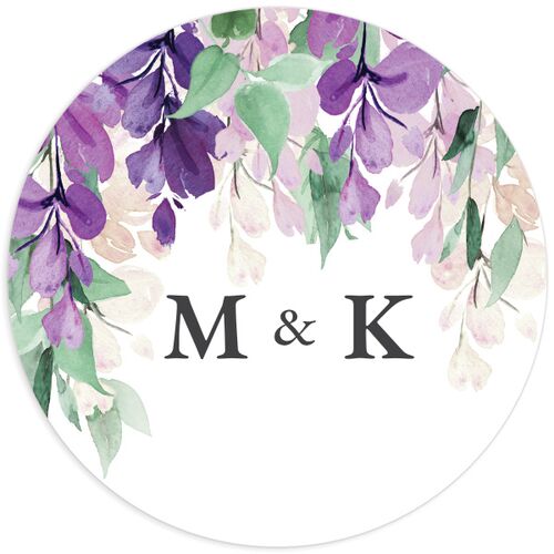 Romantic Wisteria Wedding Stickers - Purple Petal