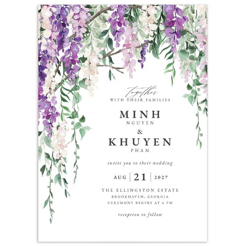 Romantic Wisteria Wedding Invitations - Purple Petal