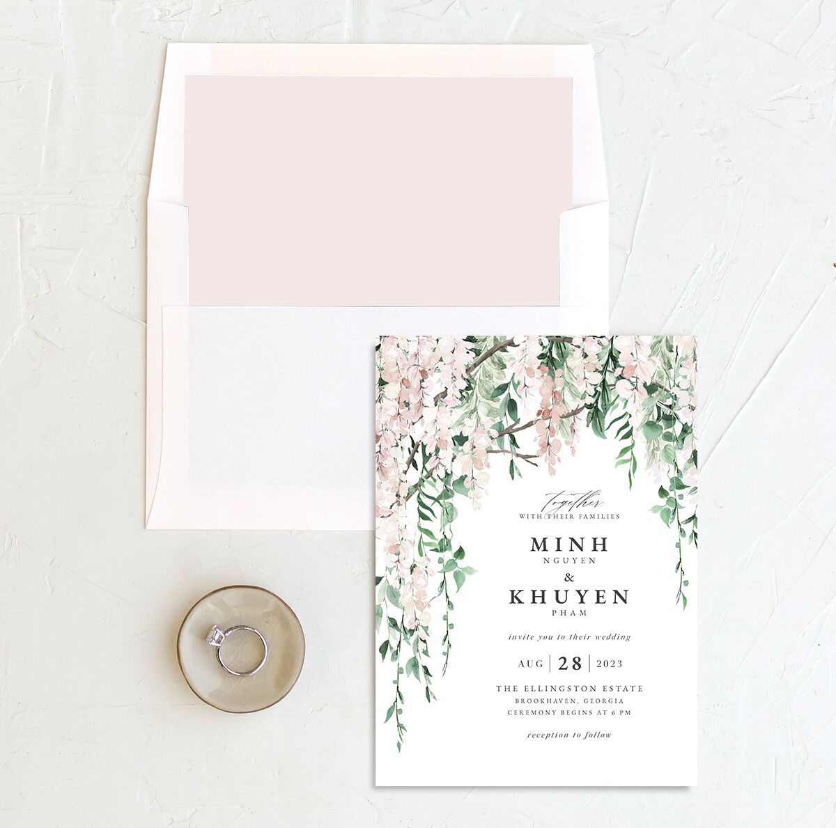 Enchanting Wisteria Envelope Liners envelope-and-liner in Rose Pink