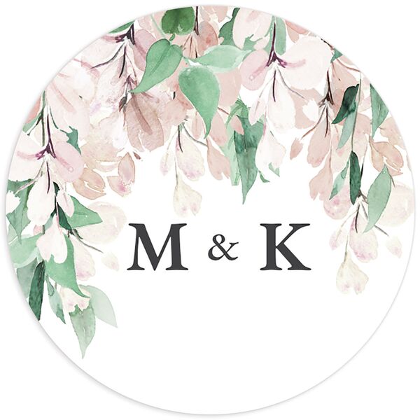 Enchanting Wisteria Wedding Stickers front in Rose Pink