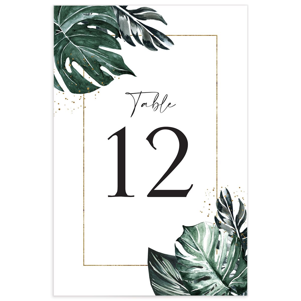 Tropical Foliage Table Numbers front in Jewel Green