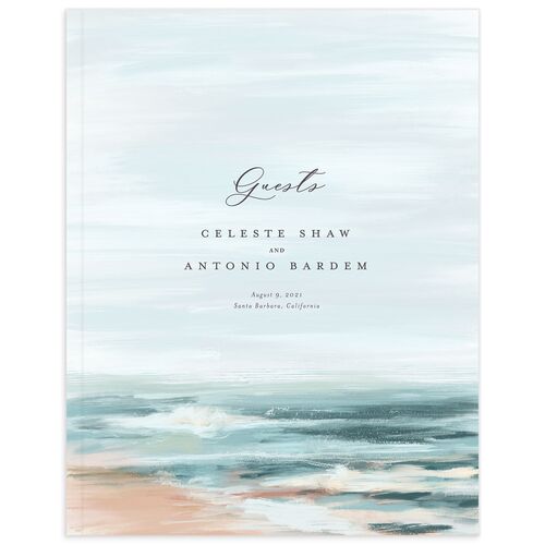 Painted Beach Wedding Guest Book - Dusty Blue