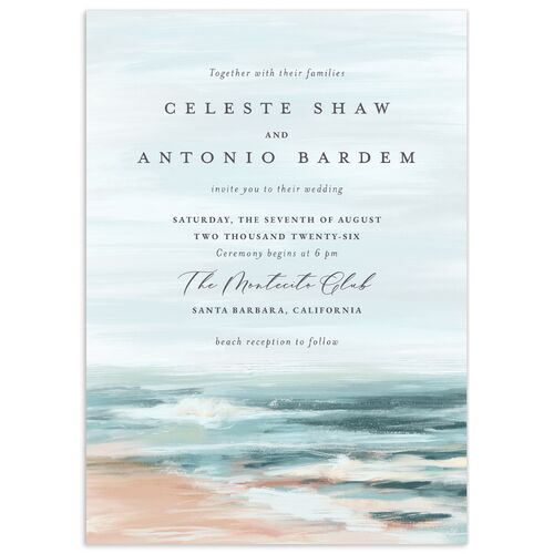 Painted Beach Wedding Invitations - Dusty Blue