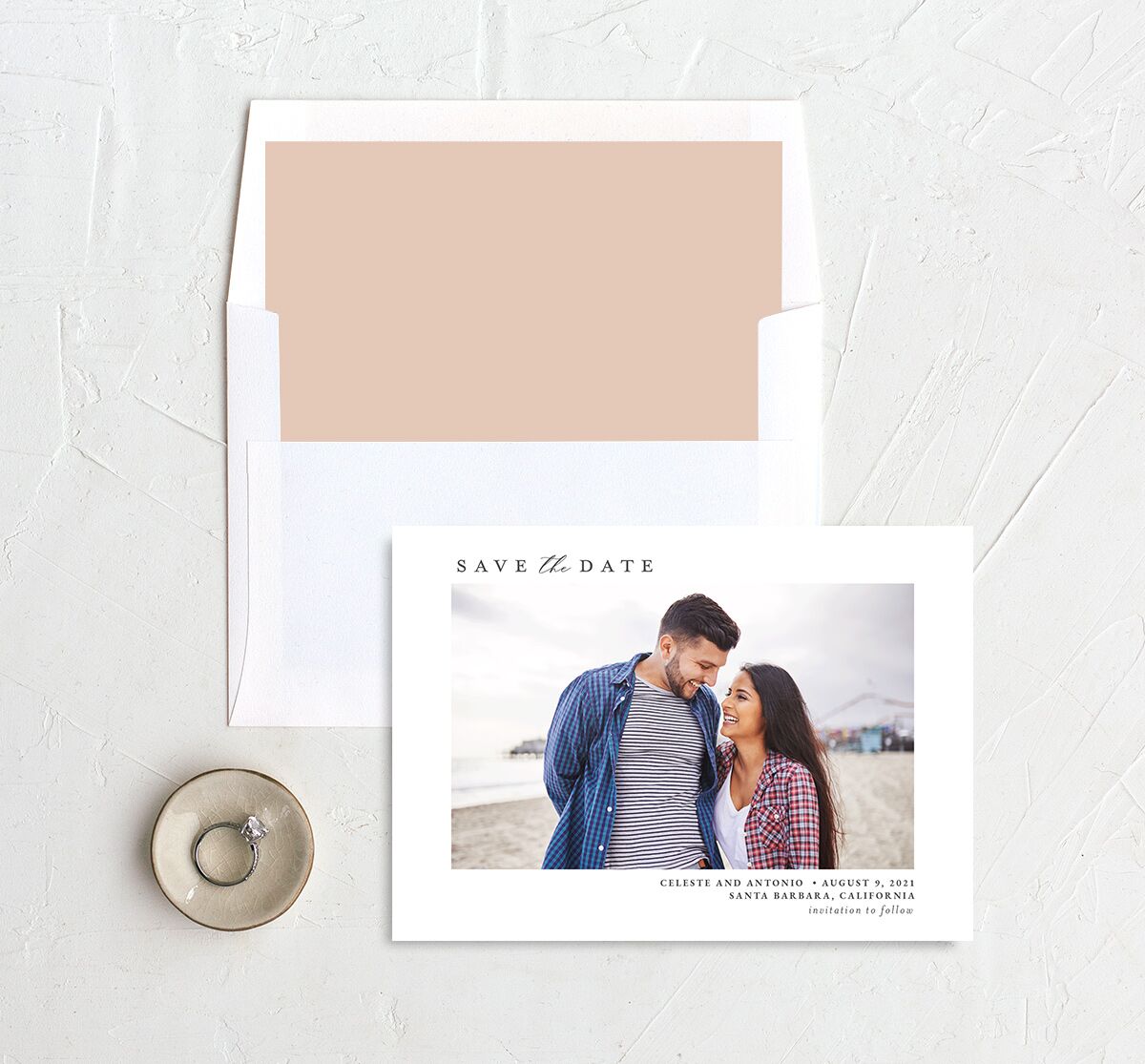 Romantic Shoreline Save the Date Cards [object Object] in Blue