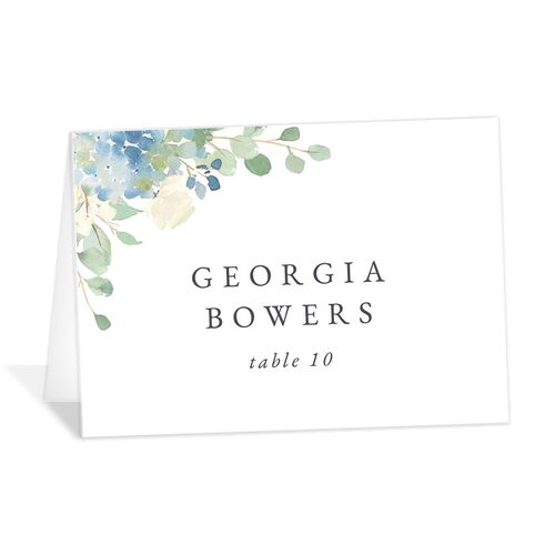 Elegant Hydrangea Place Cards - Dusty Blue