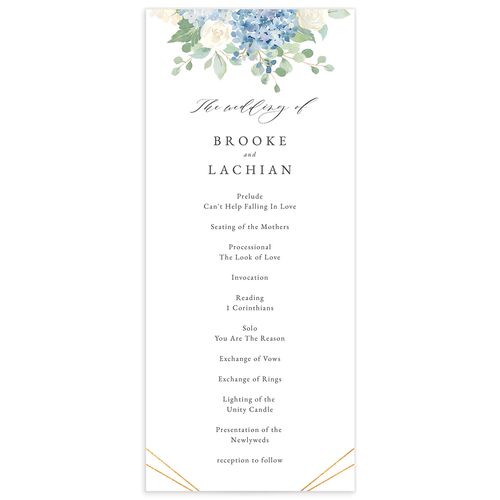 Elegant Hydrangea Wedding Programs - Dusty Blue
