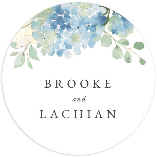 Elegant Hydrangea Wedding Stickers - Dusty Blue