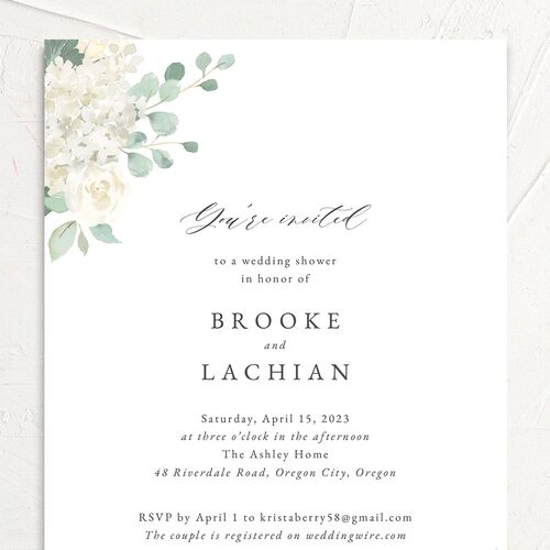 Watercolor Hydrangea Bridal Shower Invitations