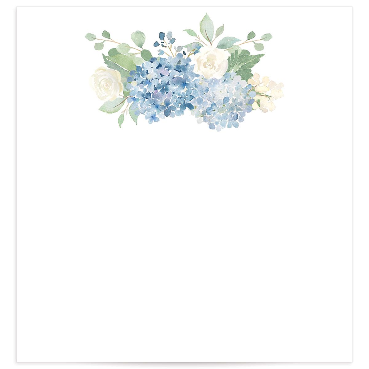 Watercolor Hydrangea Envelope Liners front in Blue