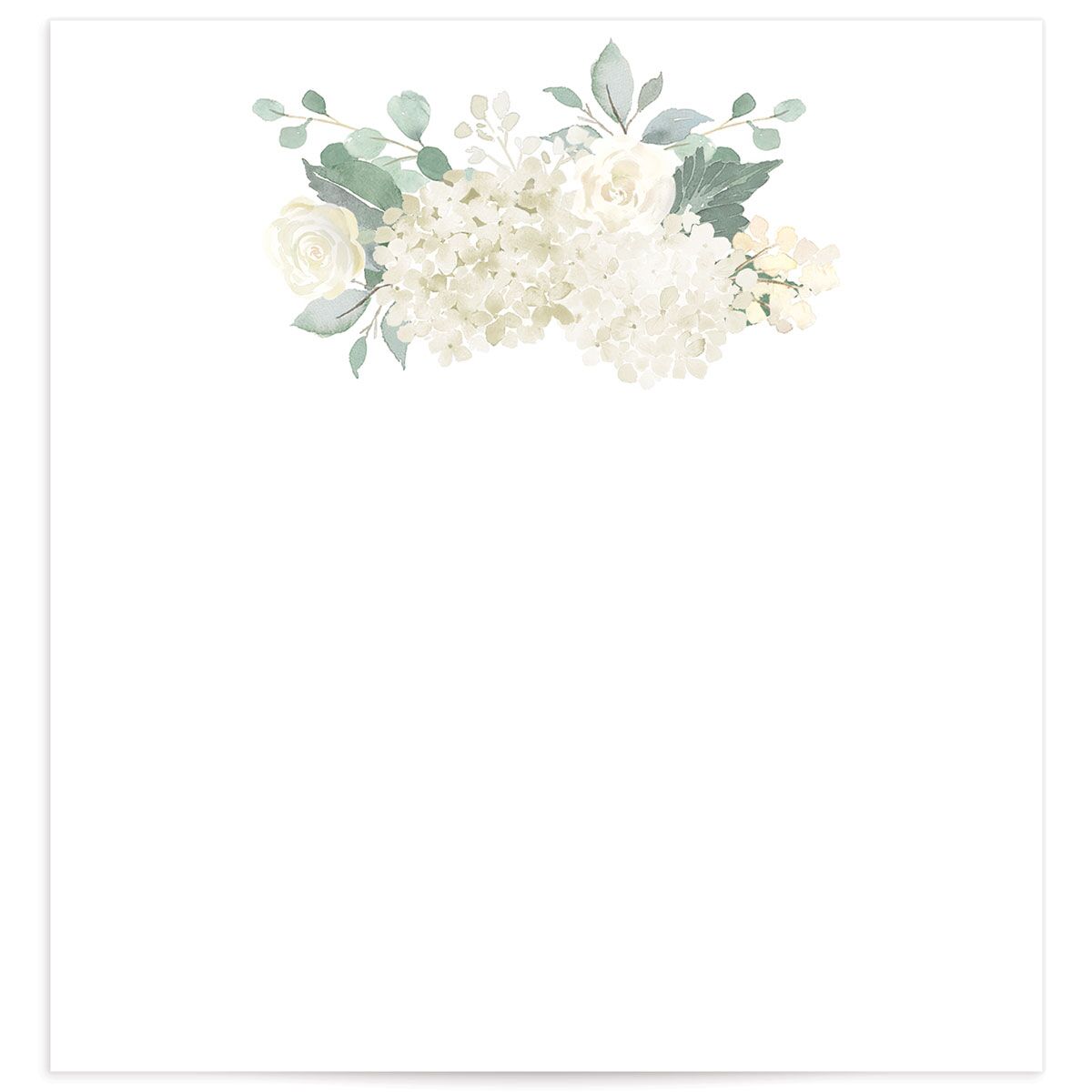 Watercolor Hydrangea Envelope Liners front in Pure White