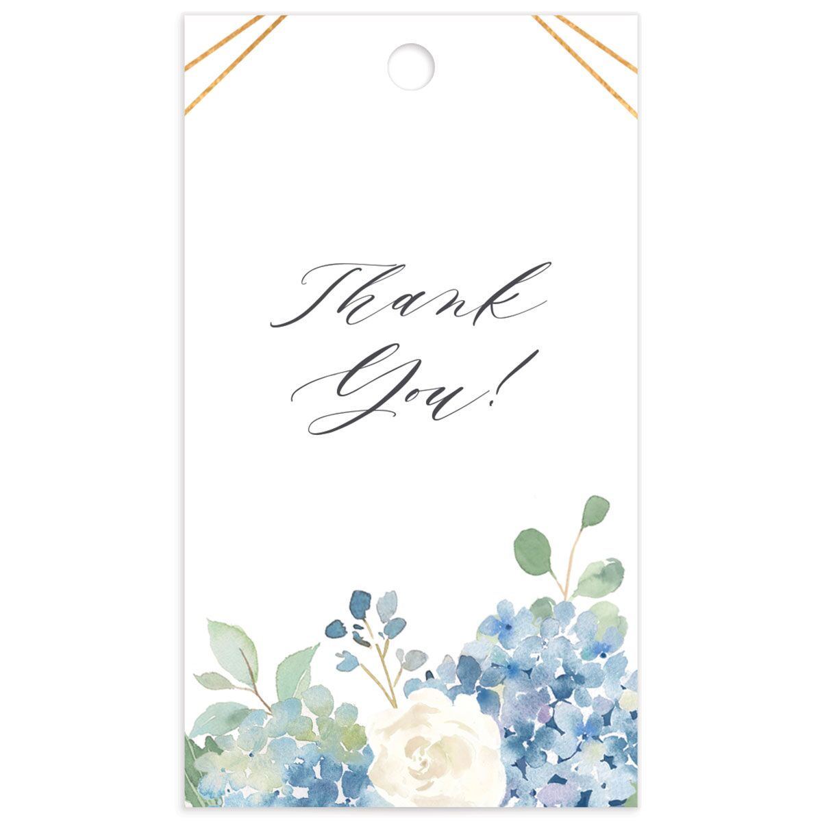 Watercolor Hydrangea Favor Gift Tags front in French Blue