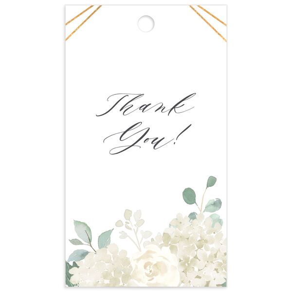 Watercolor Hydrangea Favor Gift Tags front in Pure White