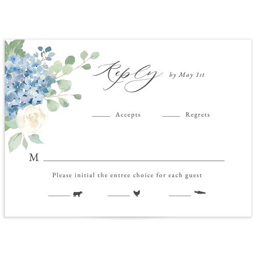 Watercolor Hydrangea Wedding Response Cards - French Blue