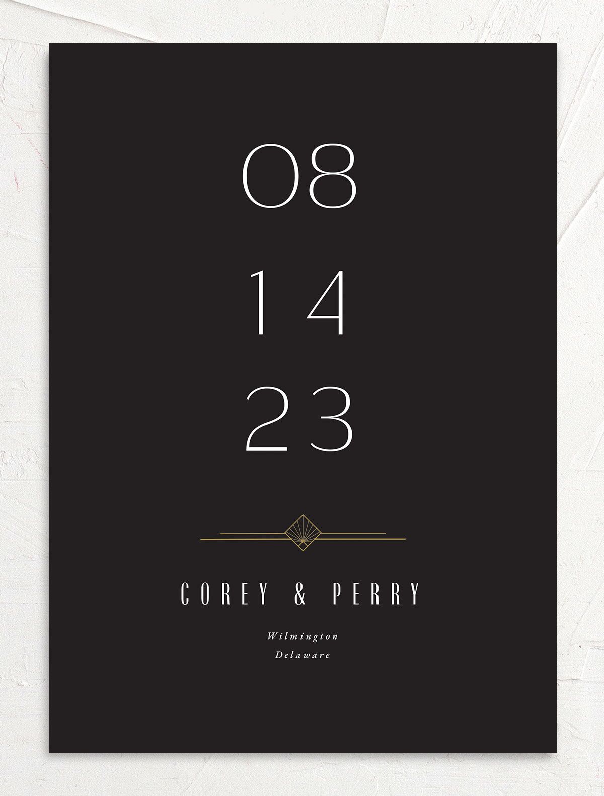 Statement Deco Save the Date Cards front in Midnight
