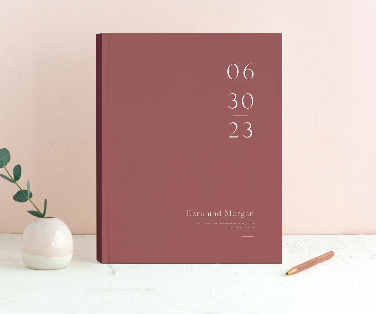 Modern Love Wedding Guest Book front in Rose Pink