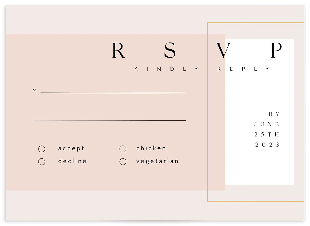 Elegant Type Wedding Response Cards front in Rose Pink