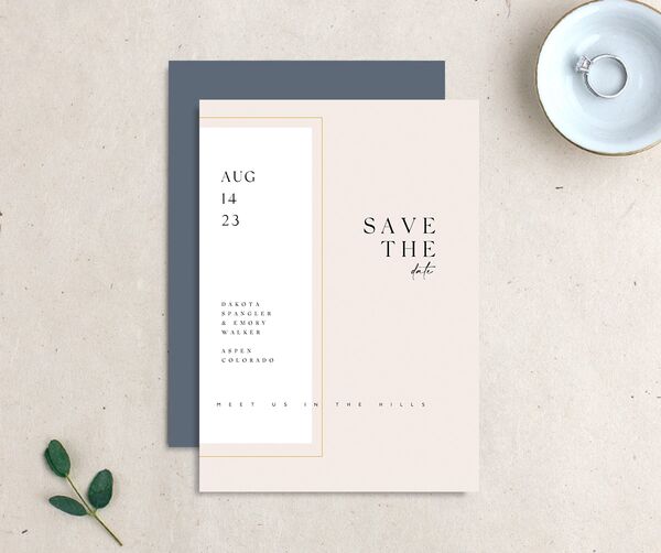 Elegant Type Save the Date Cards front-and-back in Rose Pink