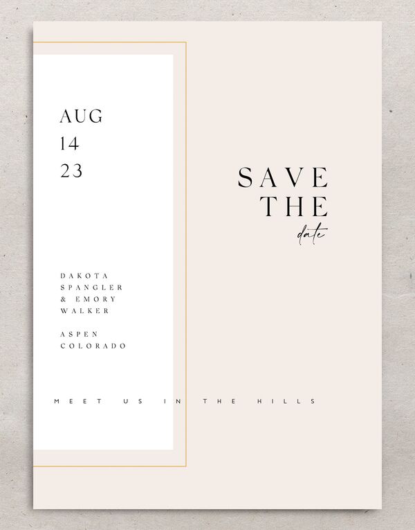 Elegant Type Save the Date Cards front in Rose Pink