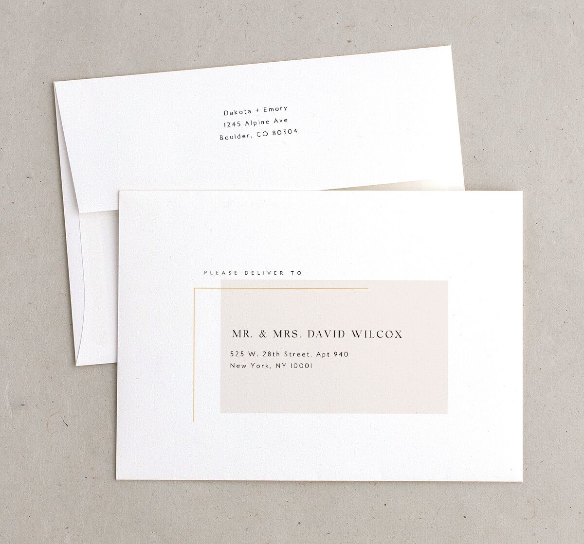Elegant Type Wedding Invitation Envelopes front in Rose Pink