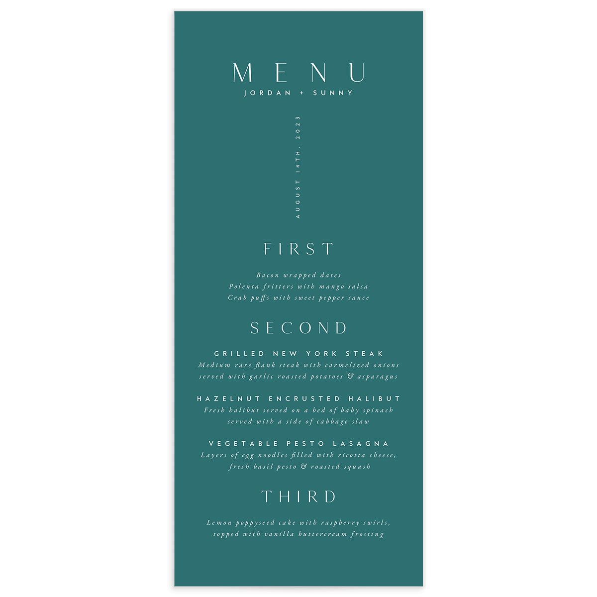Chic Typography Menus front in French Blue