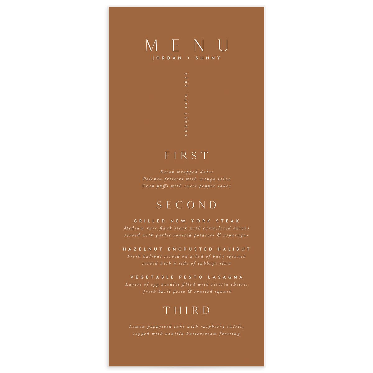 Chic Typography Menus front in Pure White