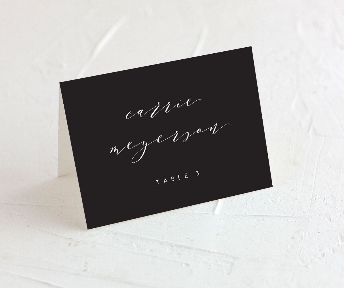 Chic Typography Place Cards front in Pure White