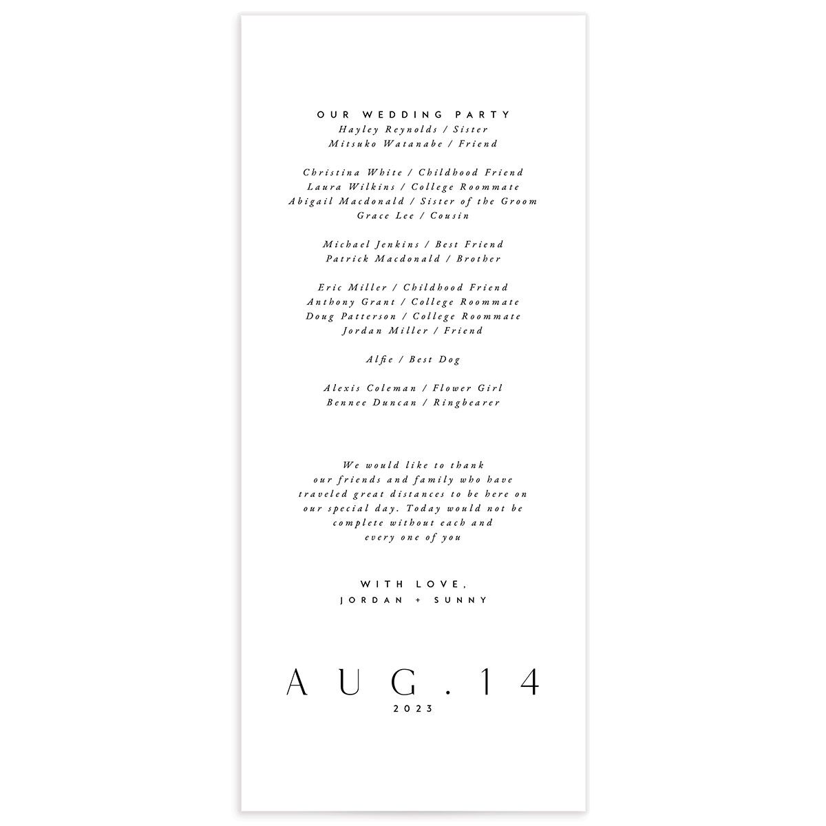 Chic Typography Wedding Programs back in Pure White