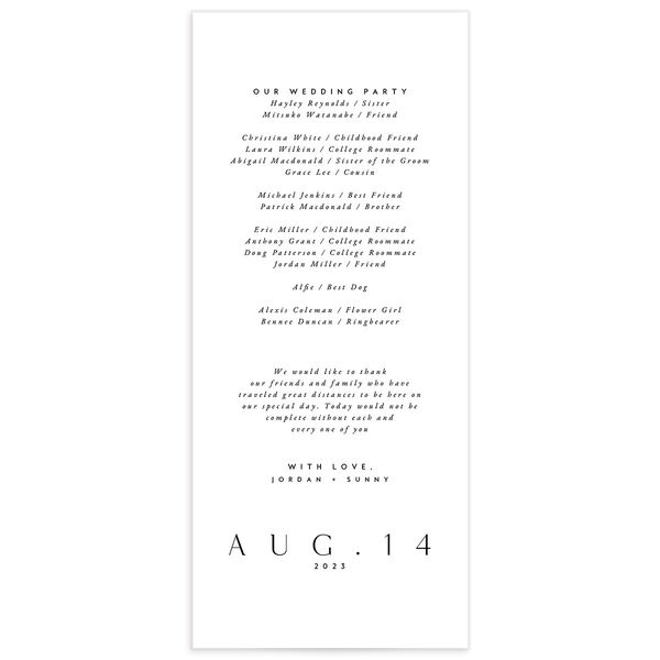 Chic Typography Wedding Programs back in Pure White