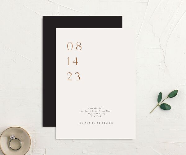 Chic Typography Save the Date Cards front-and-back in Pure White