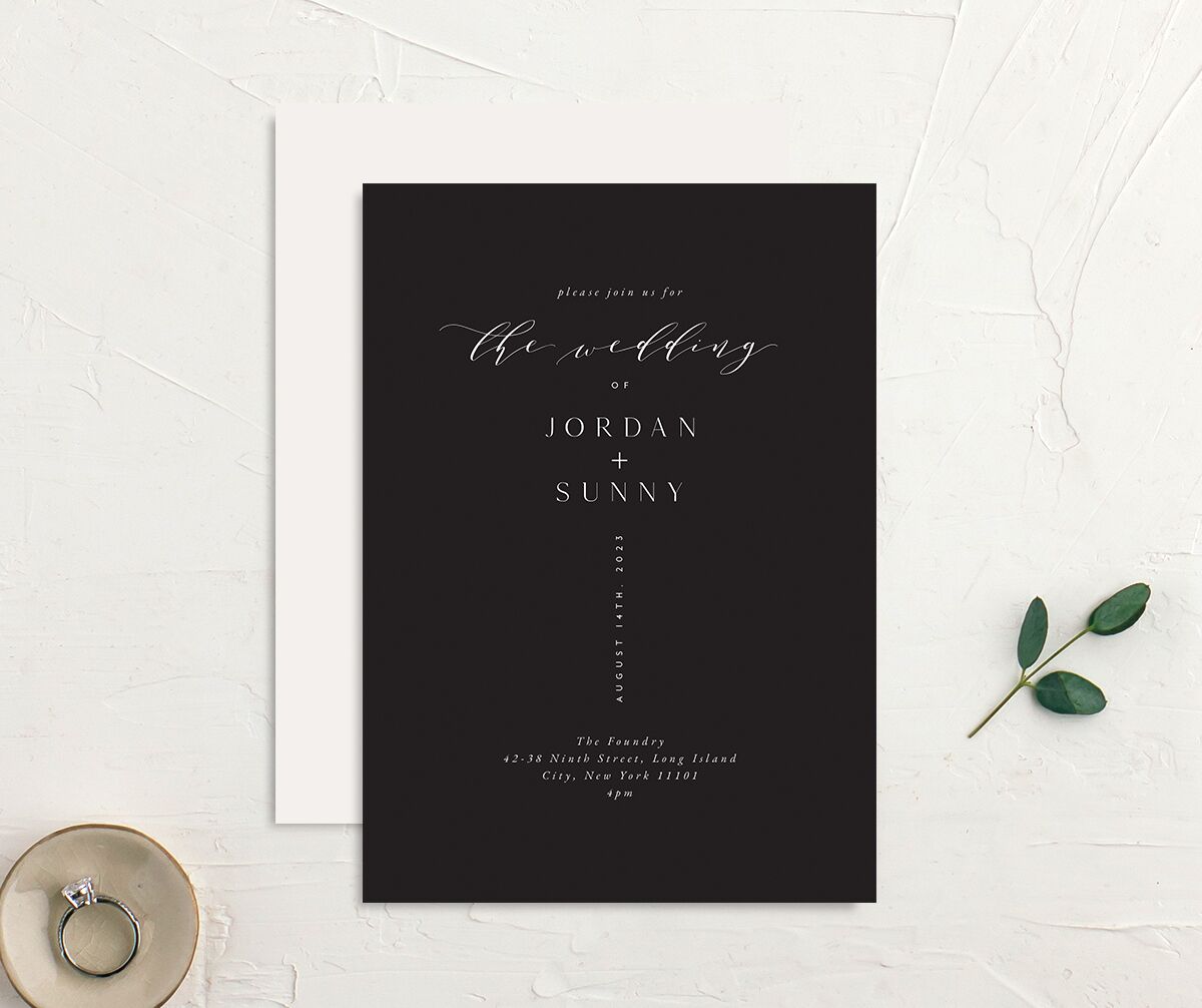 Chic Typography Wedding Invitations front-and-back in Pure White