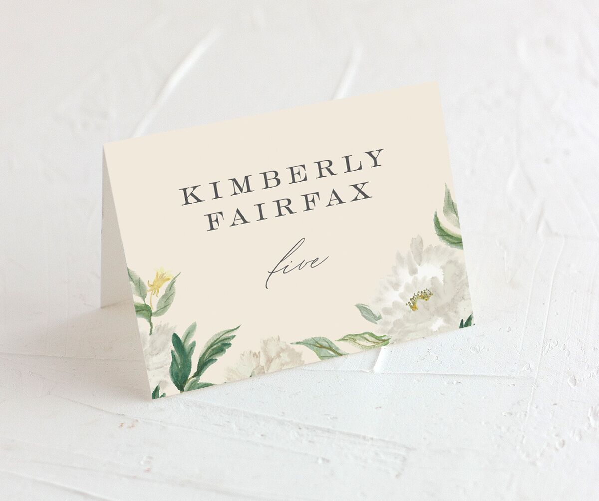Floral Watercolor Place Cards front in Jewel Green