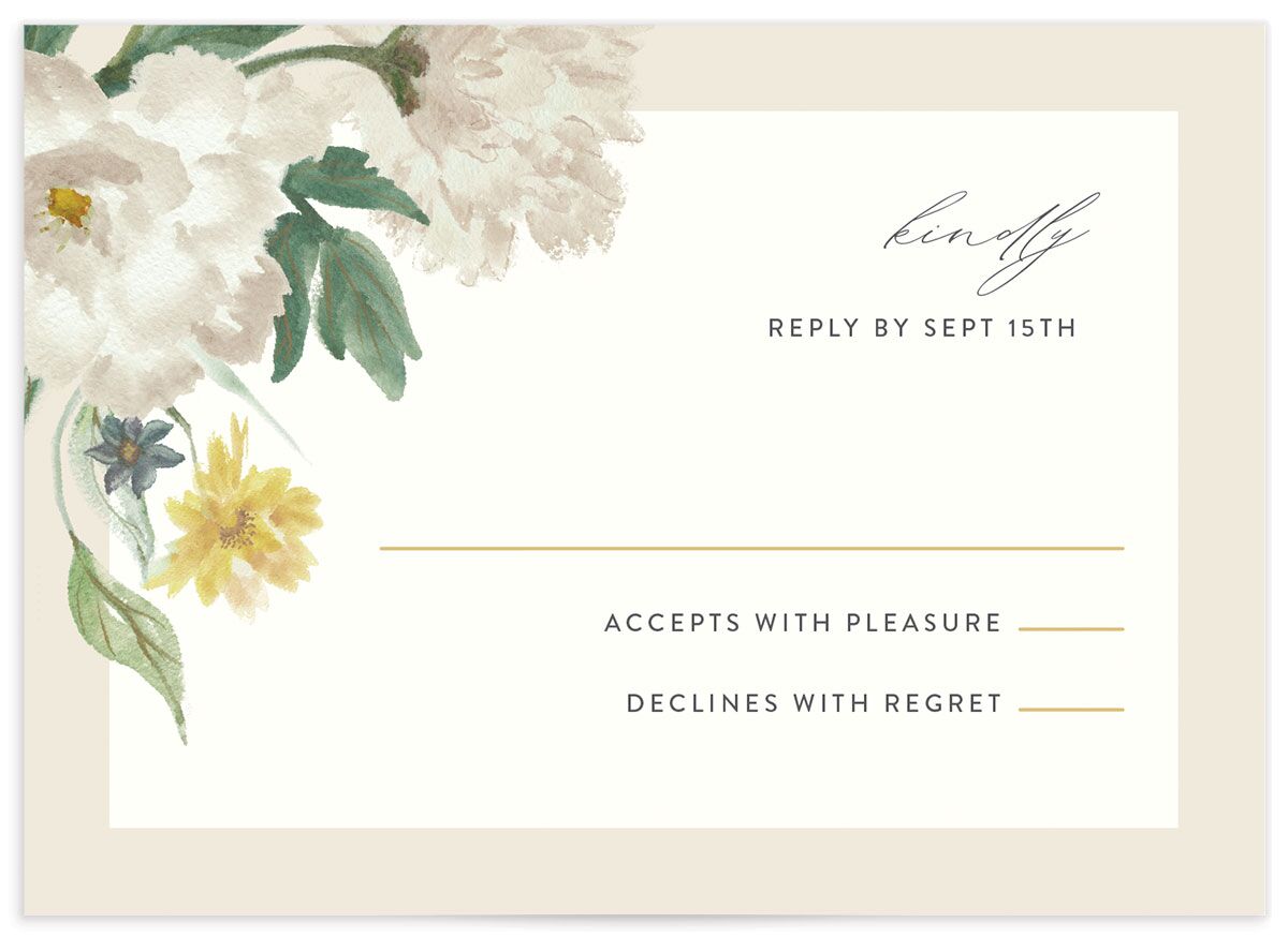 Floral Watercolor Wedding Response Cards front in Jewel Green