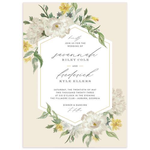 Floral Watercolor Wedding Invitations - Jewel Green