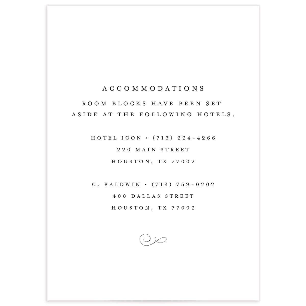 Sophisticated Script Wedding Enclosure Cards back in Pure White