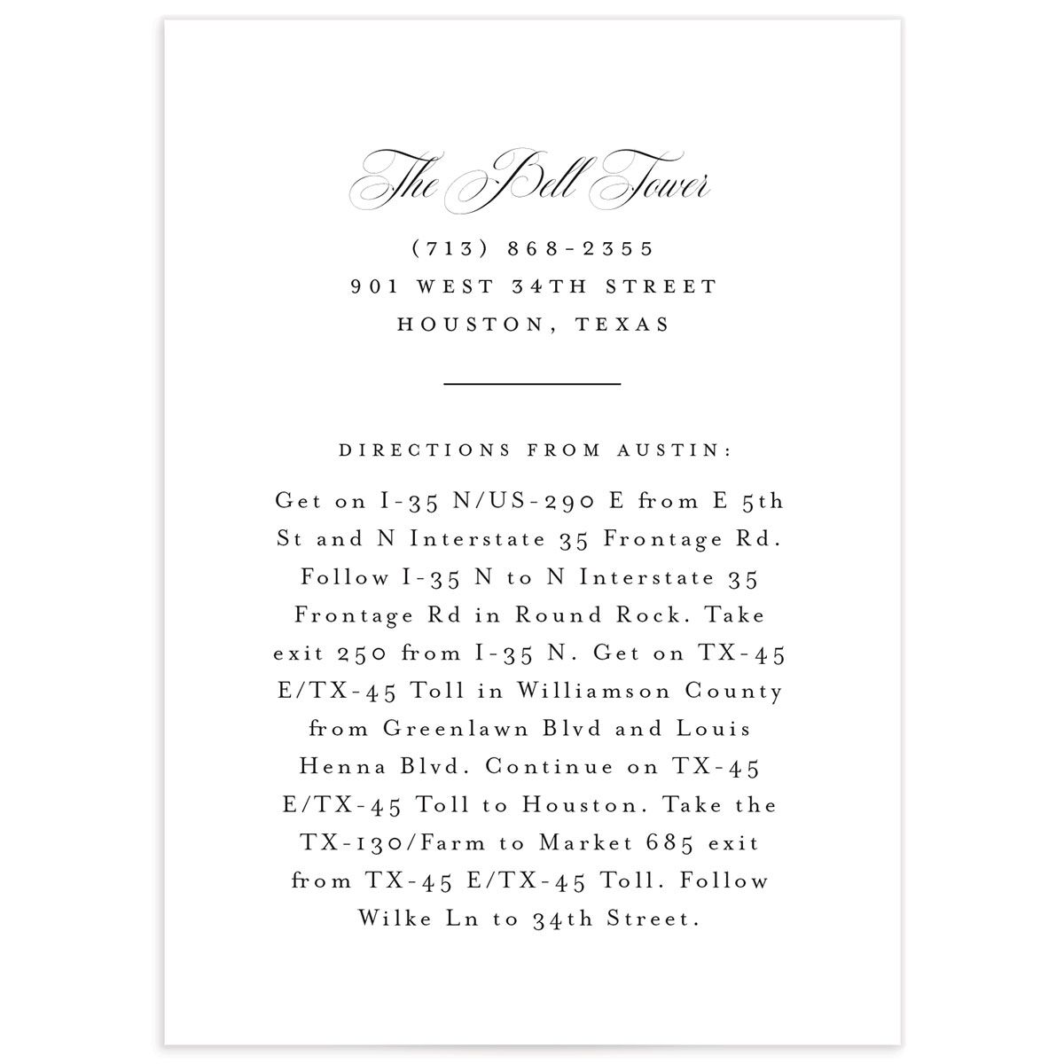 Sophisticated Script Wedding Enclosure Cards front in Pure White
