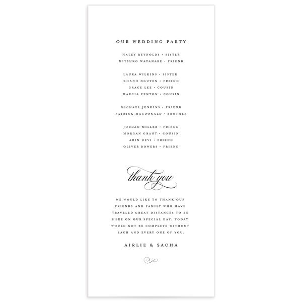Sophisticated Script Wedding Programs back in Pure White
