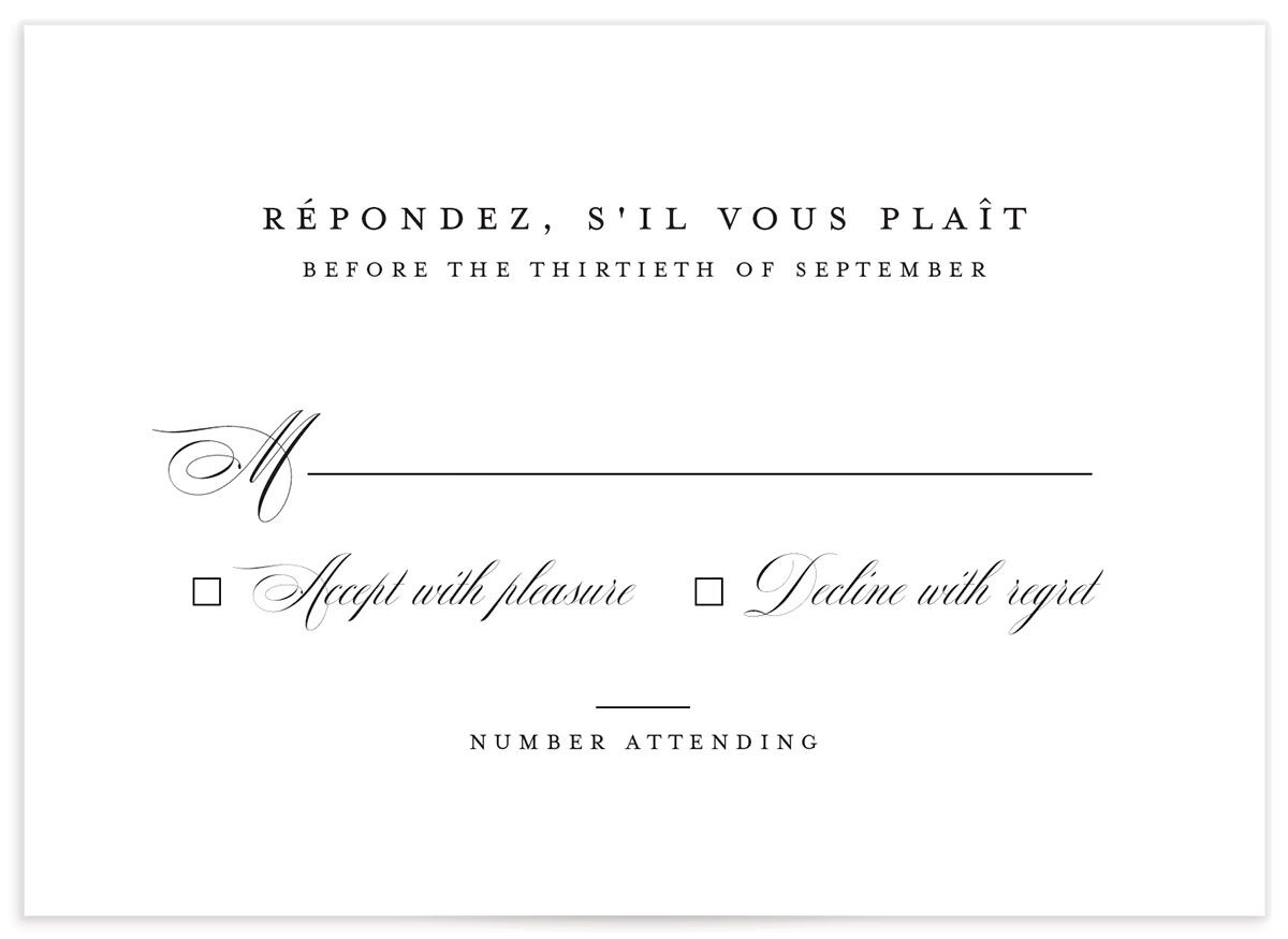 Sophisticated Script Wedding Response Cards front in Pure White