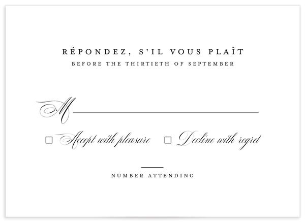 Sophisticated Script Wedding Response Cards front in Pure White