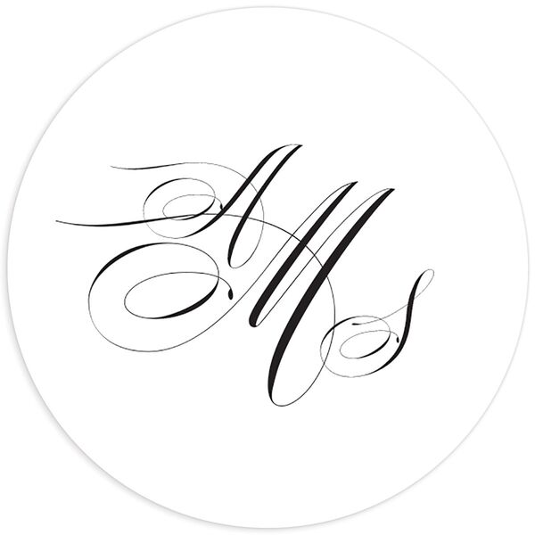 Sophisticated Script Wedding Stickers front in Pure White